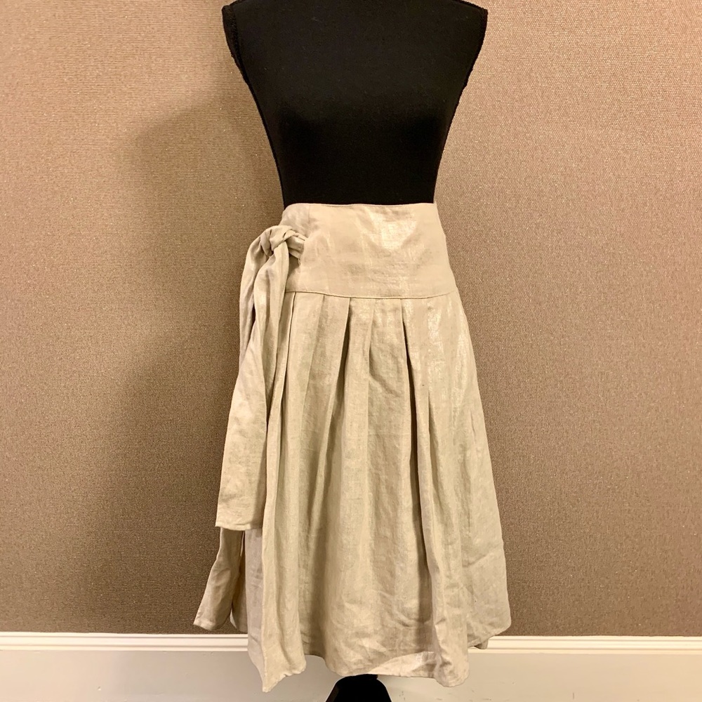 Linen metallic, pleated  wrap skirt